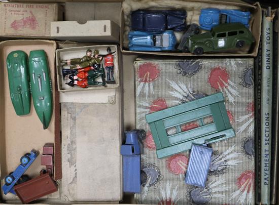 A collection of Dinky toys, die cast cars and vans including record-breaking MG, Meccano, etc.